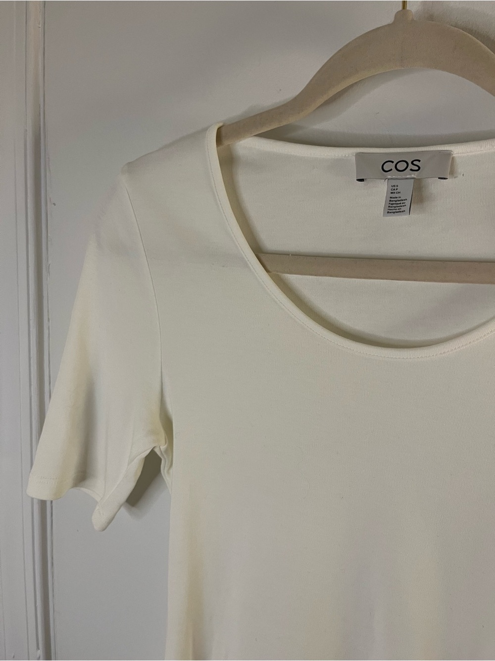 COS Cream Scoop Neck Short Sleeve Top - Picture 5 of 6